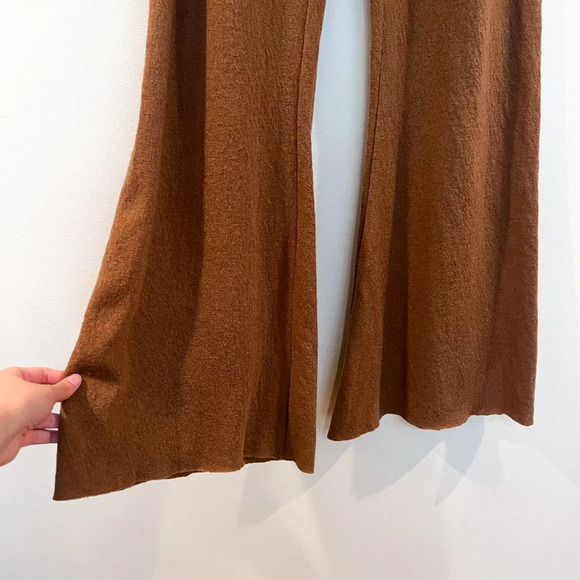 Hannes Roether 100% Wool Brown Knit Loungewear Casual Designer Flare Pants XS - Picture 3 of 9